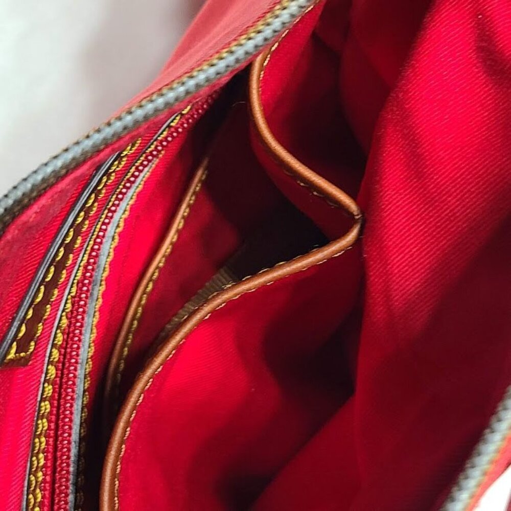 Dooney & Bourke Red Nylon Pouchette Letter Carrier Cross Body Bag Broken Strap - Picture 15 of 16